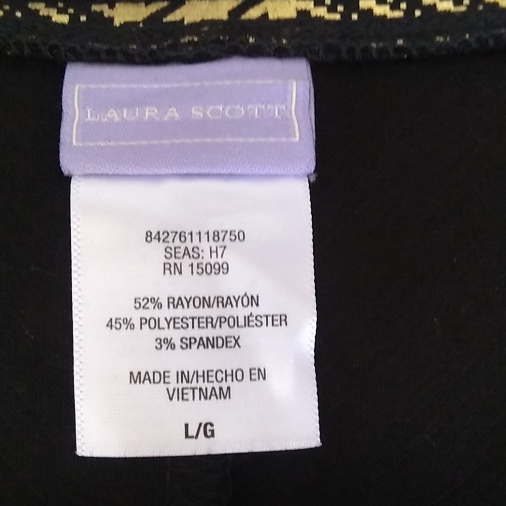 Laura Scott Black And Gold Houndstooth Plaid A‎ Line Skirt Academia Office Siren - Picture 3 of 10